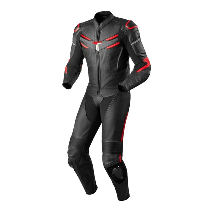 Stealth Black & Red Perforated Leather Motorcycle Racing Suit
