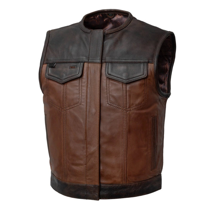 Two-Tone Leather Motorcycle Vest