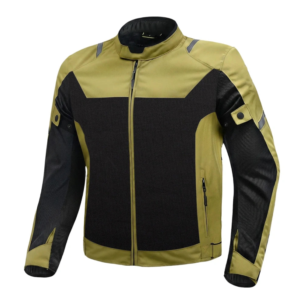 2.0 Man Motorcycle Summer Jacket Brown Olive Black