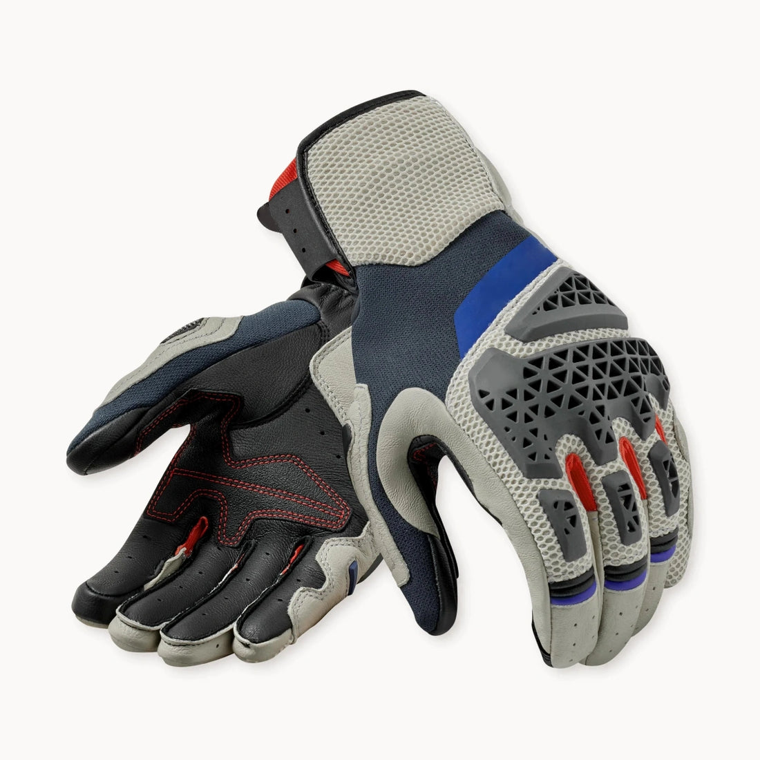 Aero-Vent Mesh Hybrid Motorcycle Gloves - Grey/Navy