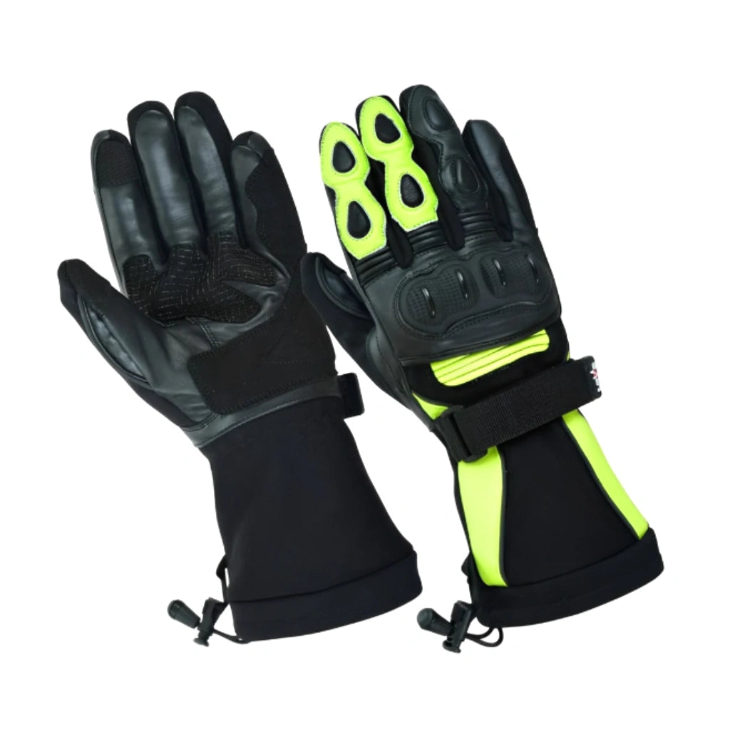 Storm-Shield Waterproof Winter Motorcycle Gloves – High-Vis Gauntlet