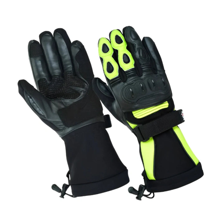 Storm-Shield Waterproof Winter Motorcycle Gloves – High-Vis Gauntlet