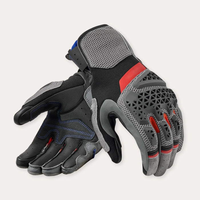 Kinetic Air-Mesh Motorcycle Gloves - Grey/Blue/Red