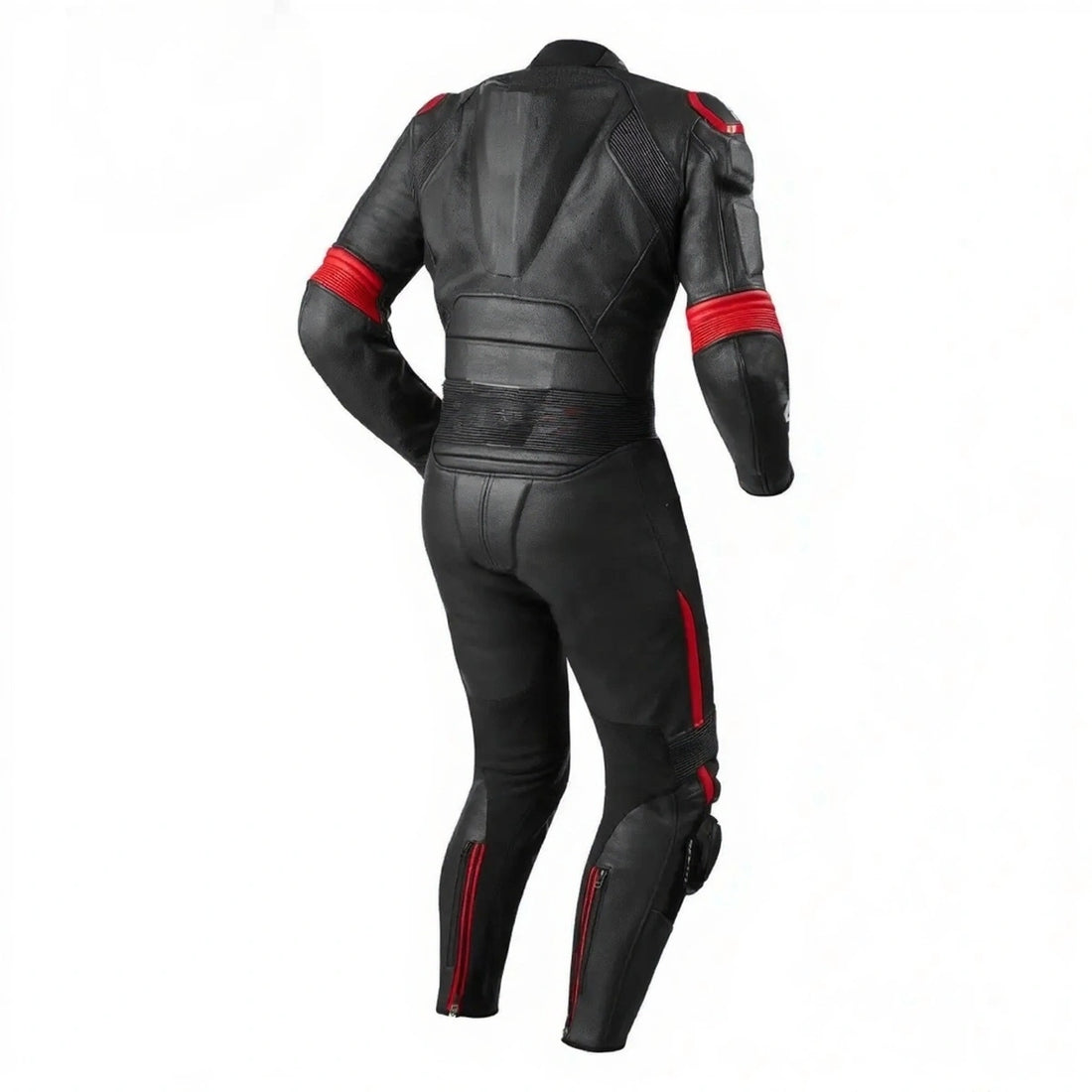 Stealth Black & Red Perforated Leather Motorcycle Racing Suit