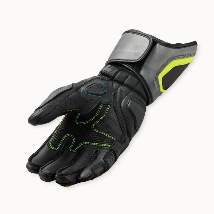 Pro-Series Track Leather Gauntlet Gloves - Black/Neon Yellow
