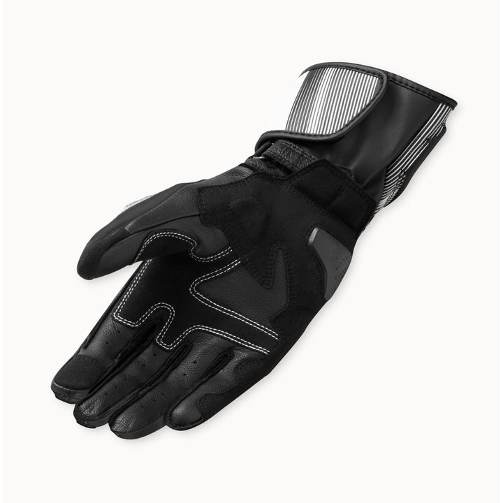 Pro-Track Leather Full Gauntlet Racing Gloves - Black/White