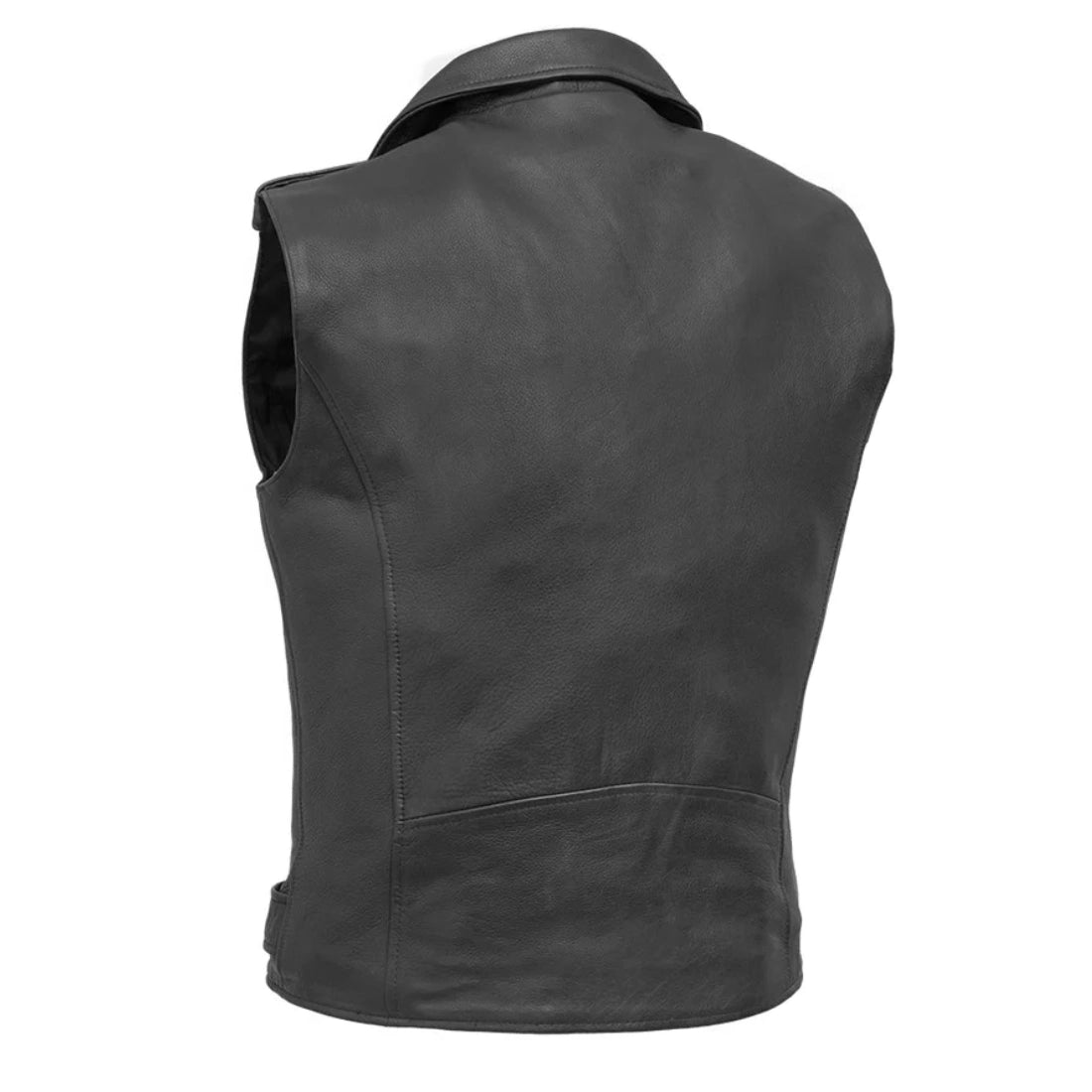 Asymmetrical Zip Leather Motorcycle Vest