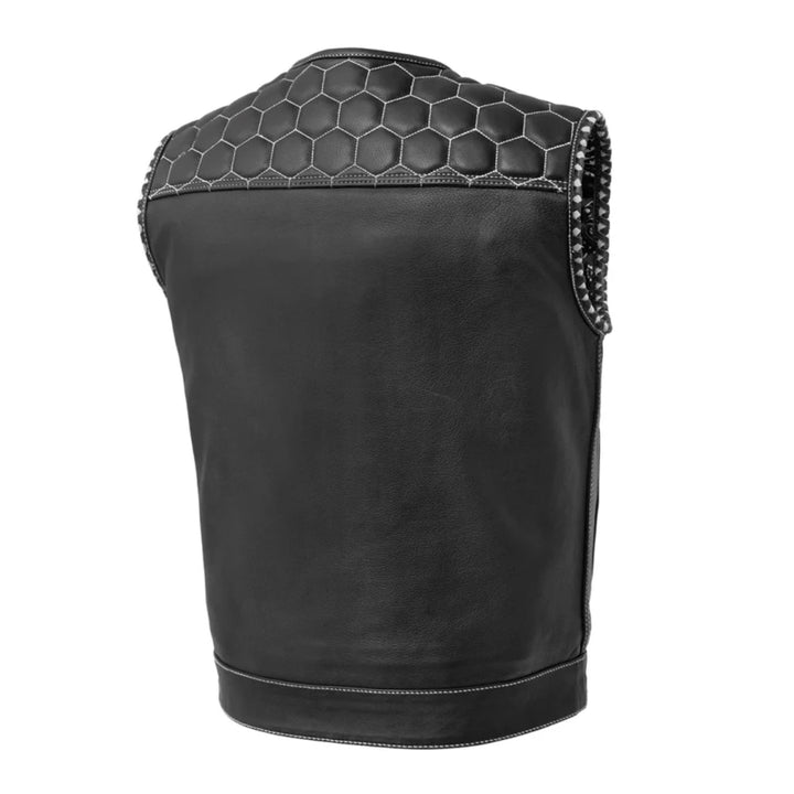 Honeycomb Quilted Leather Motorcycle Vest