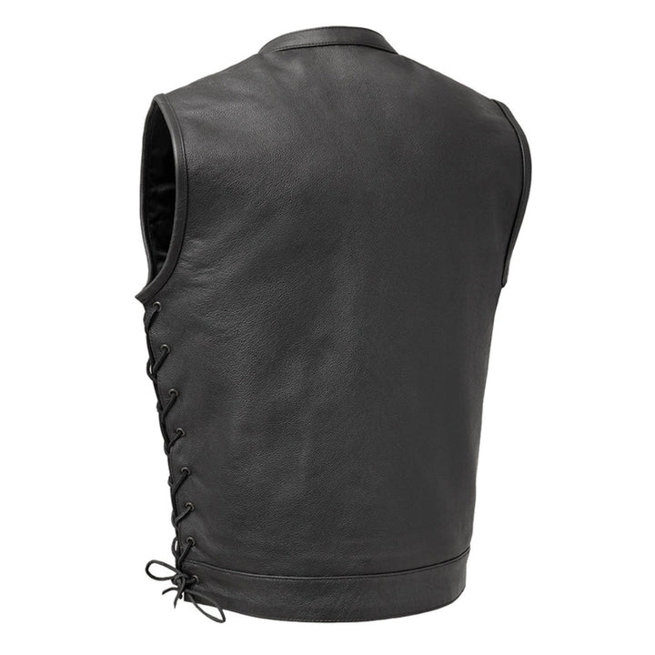 Lace-Up Side Leather Motorcycle Vest