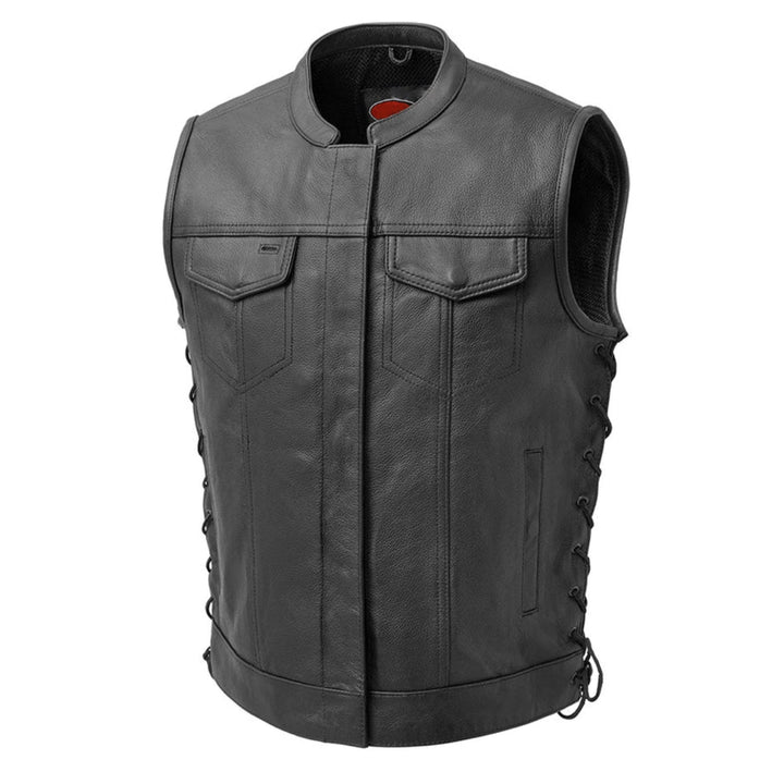 Lace-Up Side Leather Motorcycle Vest