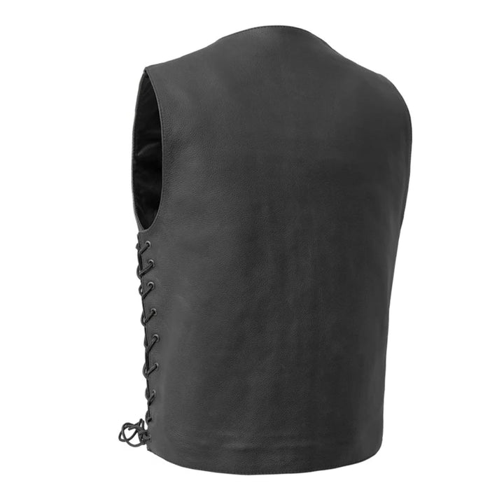 Lace-Up Western Style Leather Motorcycle Vest