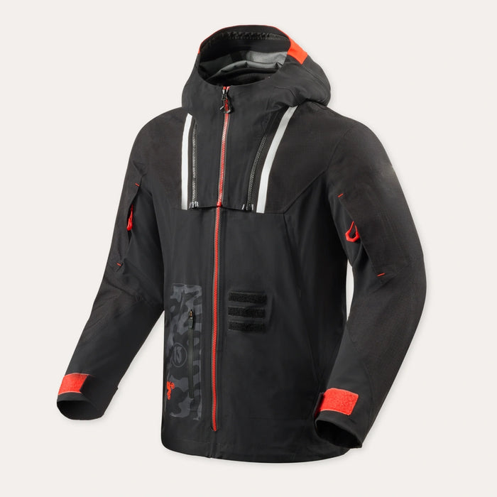 Technical Hooded Textile Motorcycle Jacket – Black / Red