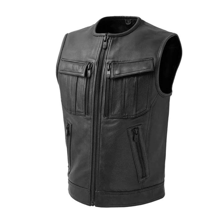 Utility Pocket Leather Motorcycle Vest