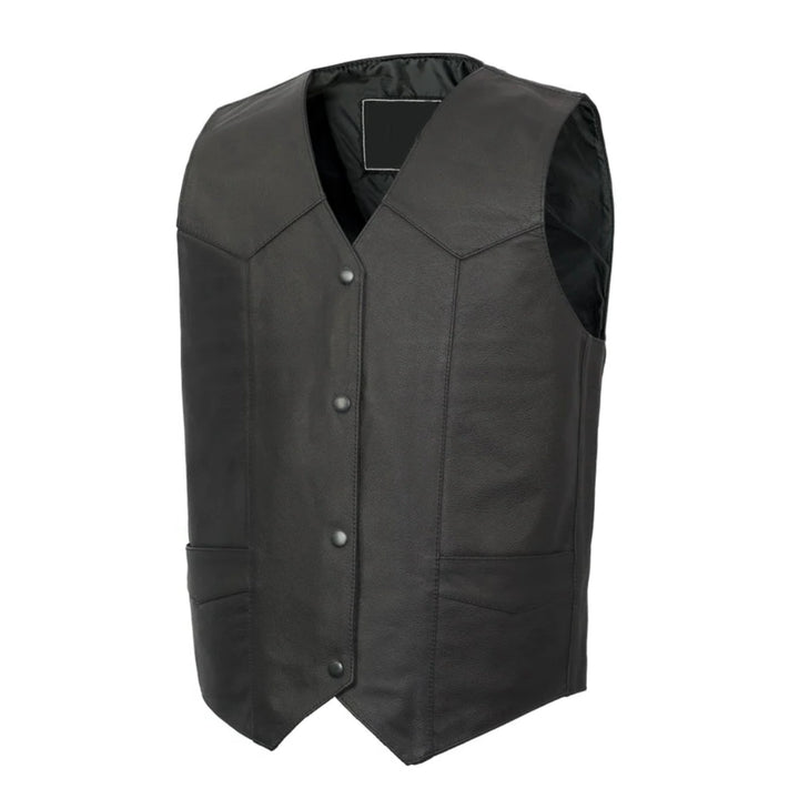 Western Style Leather Motorcycle Vest