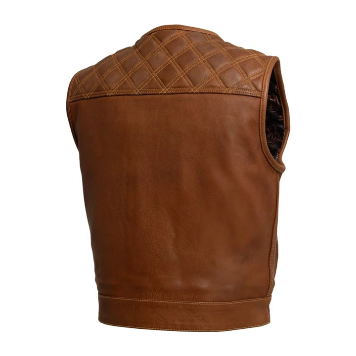 Quilted Cognac Leather Motorcycle Vest