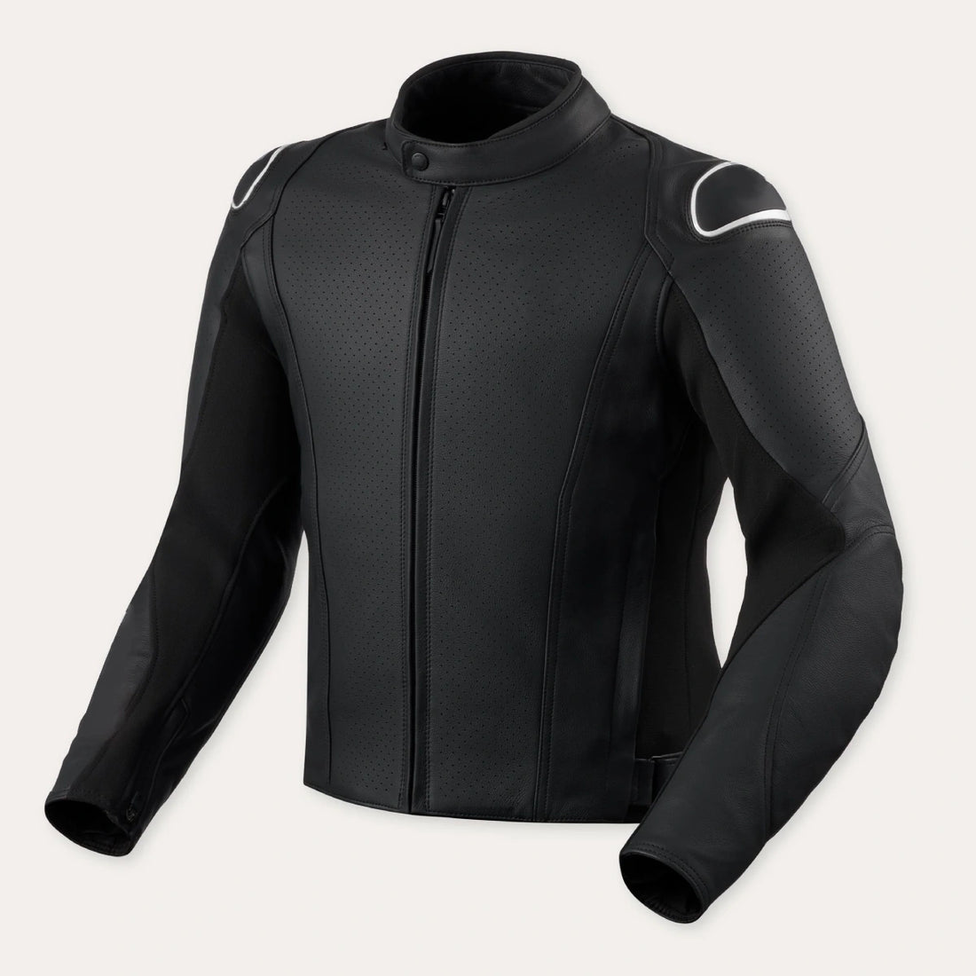 Perforated Stealth Leather Sport Jacket - Black