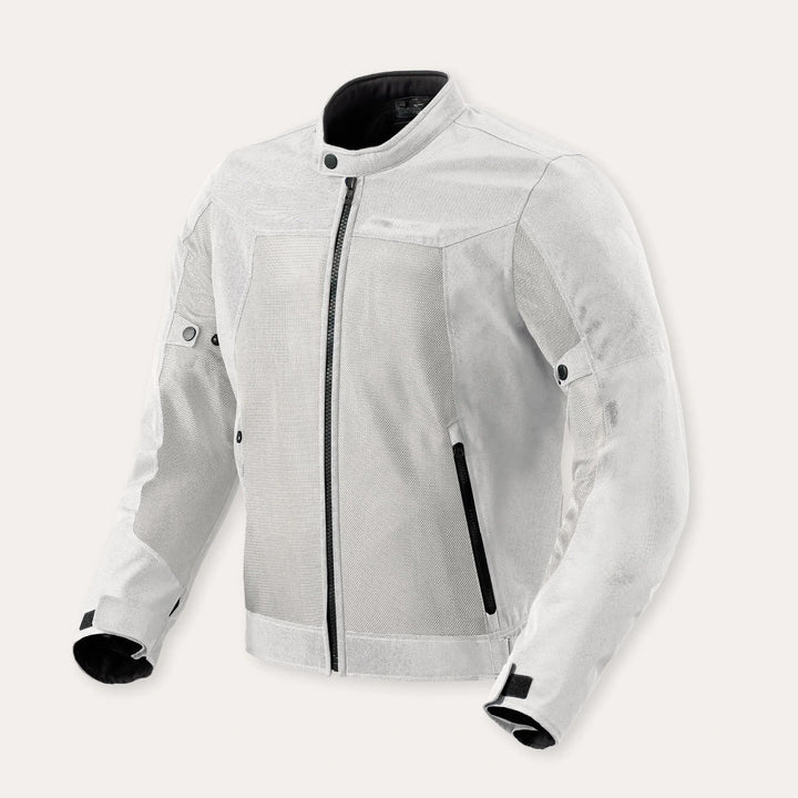 Summer Airflow Mesh Motorcycle Jacket – White / Grey